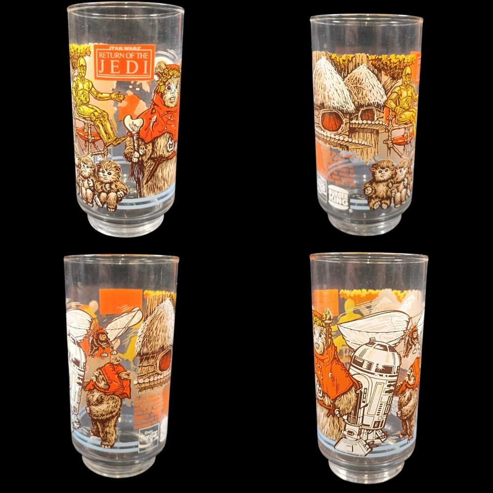 MINT Star Wars Return of the Jedi glass Ewok Village Coca-Cola Burger King 1983